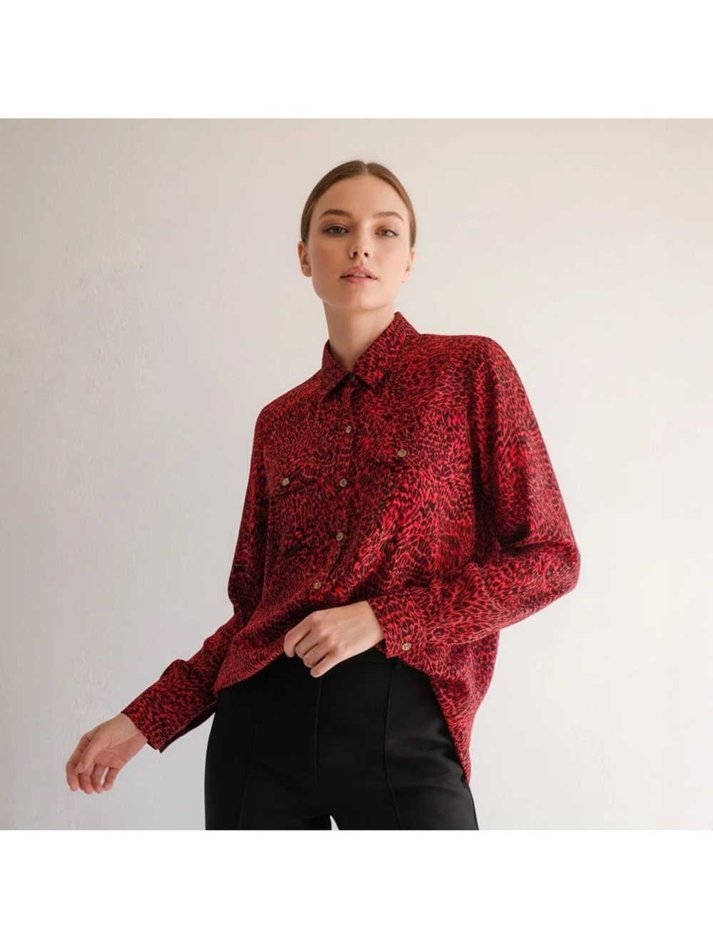 Michael Kors Red animal Patterned Button-Down Shirt